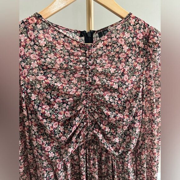 Ever New Long Sleeve Floral Ruched Mini Dress – Size 4 - Picture 5 of 10